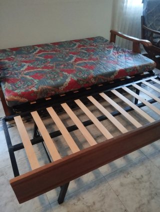 Sofá Cama Libro Madera y Tela