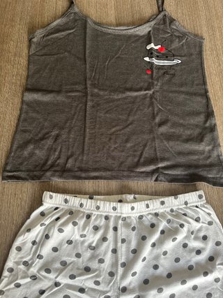 Pigiama estivo donna grigio e bianco