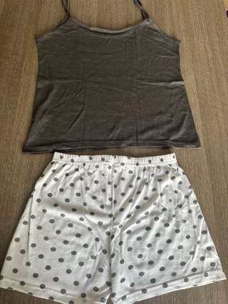 Pigiama estivo donna grigio e bianco