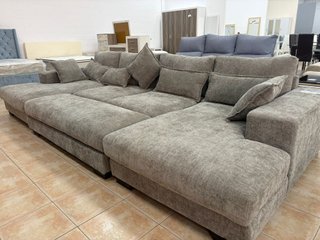 sofá cama rinconera XXL 7 plazas gris antimanchas