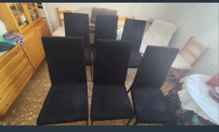 Juego de 6 sillas de comedor de terciopelo negro