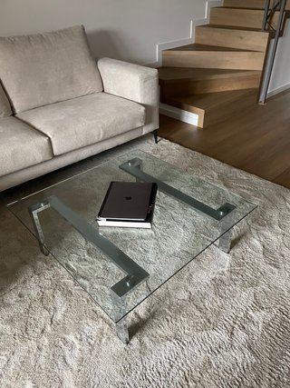Mesa de centro cristal y metal