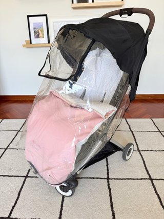 Silla paseo plegable + protector de lluvia + saco