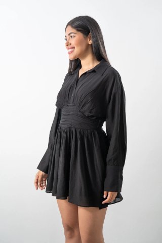 Vestido Camisero Mini Fruncido.Tallas: S-M-L
