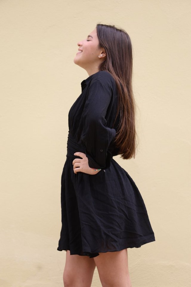 Vestido Camisero Mini Fruncido.Tallas: S-M-L