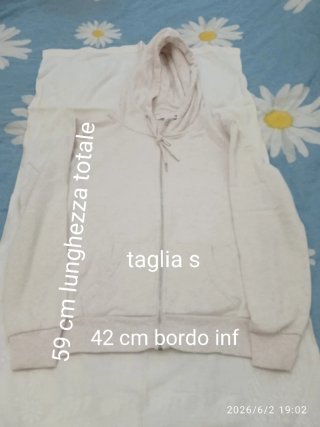 Felpa Primark Beige con Cappuccio e Zip - Taglia S