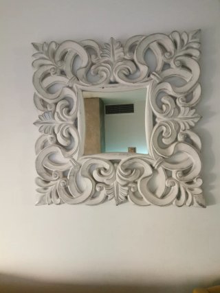Espejos decorativos plateado y blanco
