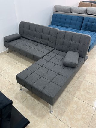sofá cama chaiselongue reversible 198cm gris tela