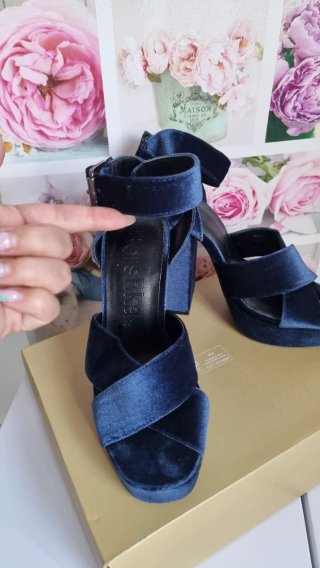 Sandalias terciopelo azul plataforma talla 36