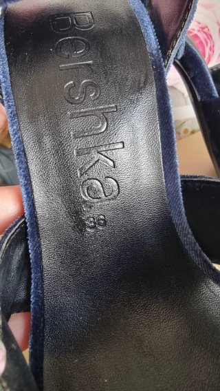 Sandalias terciopelo azul plataforma talla 36