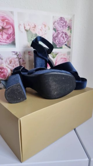 Sandalias terciopelo azul plataforma talla 36