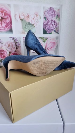 Zapatos de salón de terciopelo azul