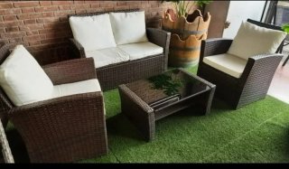 Conjunto Muebles Jardín Ratán Marrón