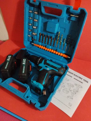 Taladro Percutor Batería 21V Maletín Accesorios