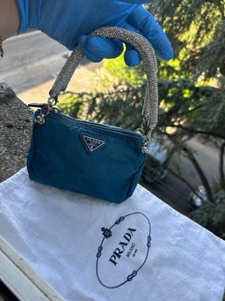 Pochette Prada Blu Argento
