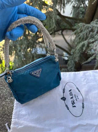 Pochette Prada Blu Argento