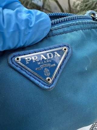Pochette Prada Blu Argento