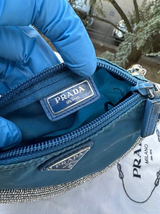 Pochette Prada Blu Argento