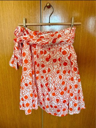Falda Caramelo Naranja y Blanca