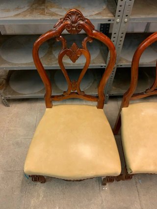 Pareja Sillas Vintage Chippendale Madera/Piel