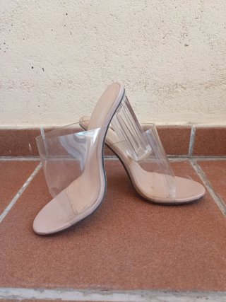Tacchi Beige Trasparenti con Tacco Blocco