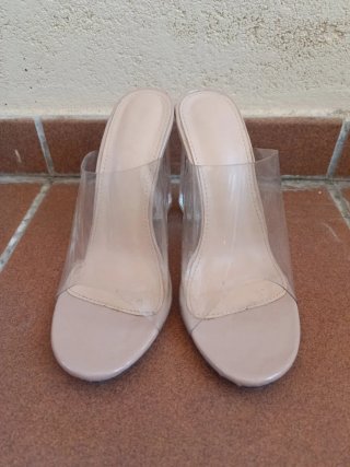 Tacchi Beige Trasparenti con Tacco Blocco