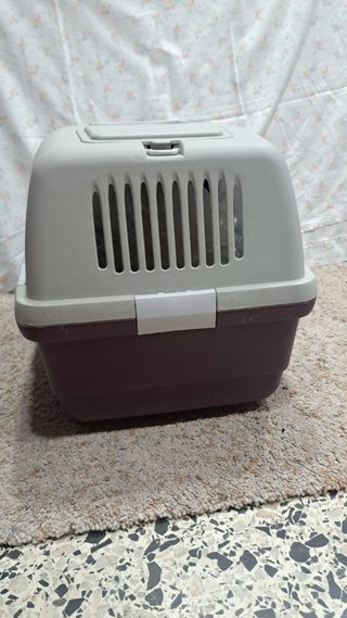 Transportín para gatos gris y morado