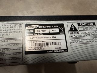 Reproductor Blu-ray Samsung BD-P1600