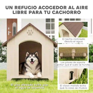 Caseta Perro Exterior Plástico Beige/Marrón