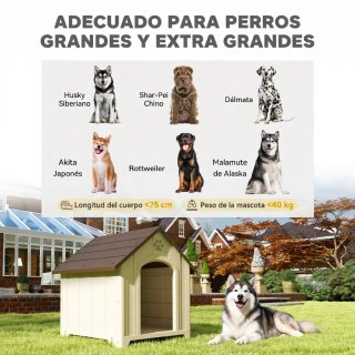 Caseta Perro Exterior Plástico Beige/Marrón