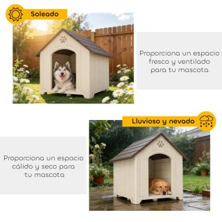 Caseta Perro Exterior Plástico Beige/Marrón