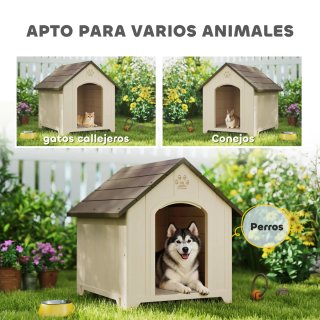 Caseta Perro Exterior Plástico Beige/Marrón