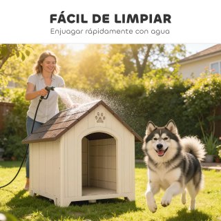 Caseta Perro Exterior Plástico Beige/Marrón