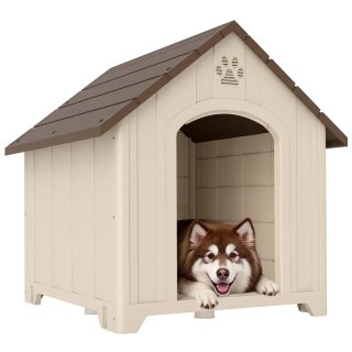 Caseta Perro Exterior Plástico Beige/Marrón