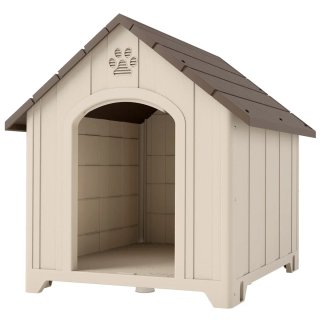 Caseta Perro Exterior Plástico Beige/Marrón