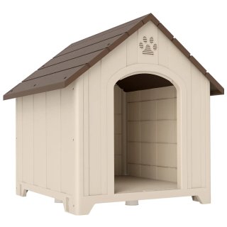 Caseta Perro Exterior Plástico Beige/Marrón