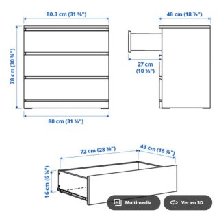 Cajonera cómoda Malm Ikea beige