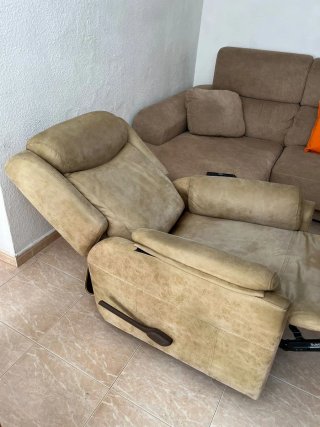 Sillón reclinable beige tela