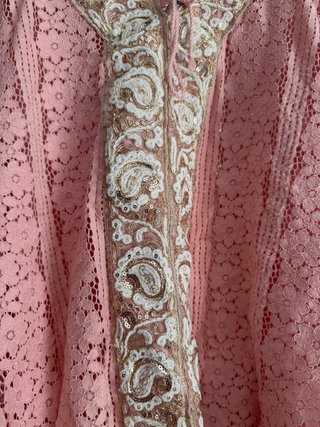 Camisa boho May rosa y beige