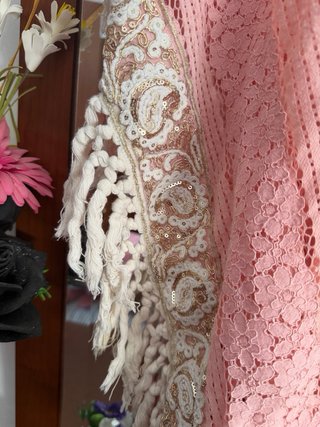 Camisa boho May rosa y beige
