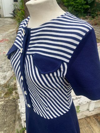 Vestido Vintage Rayas y Azul Marino