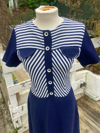 Vestido Vintage Rayas y Azul Marino