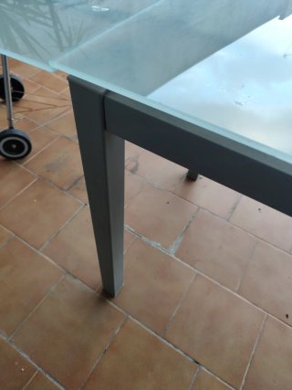 Mesa extensible cristal y metal 110x70