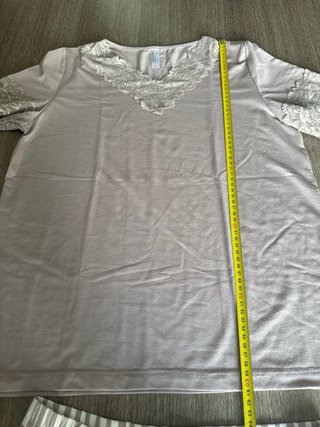Pigiama estivo pizzo beige/marrone