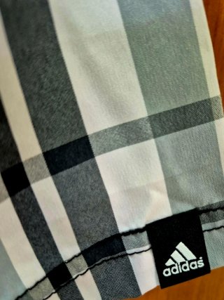 Camisa Adidas Talla S Cuadros Gris Blanca