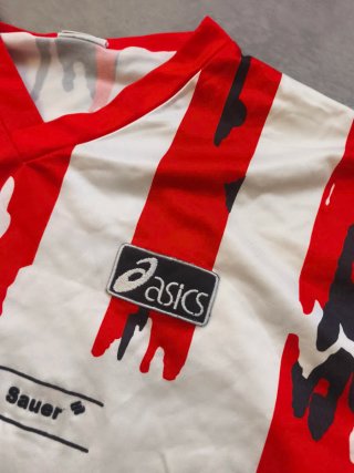 Camiseta Asics Rayas Rojas Talla L