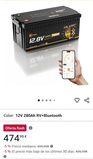 Batería LiFePO4 12V 280Ah RV+Bluetooth