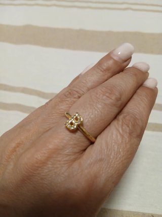 Anello lettera B glitter acciaio regolabile