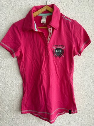 Polo equitación niña Fouganza rosa