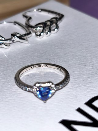 Conjunto Pandora Plata y Anillo Azul